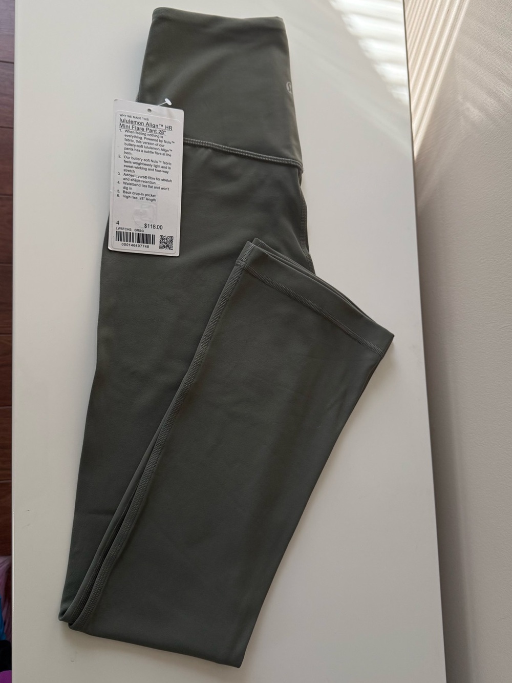 Lululemon size 4 align HR 28” Mini Flare pant, grey sage